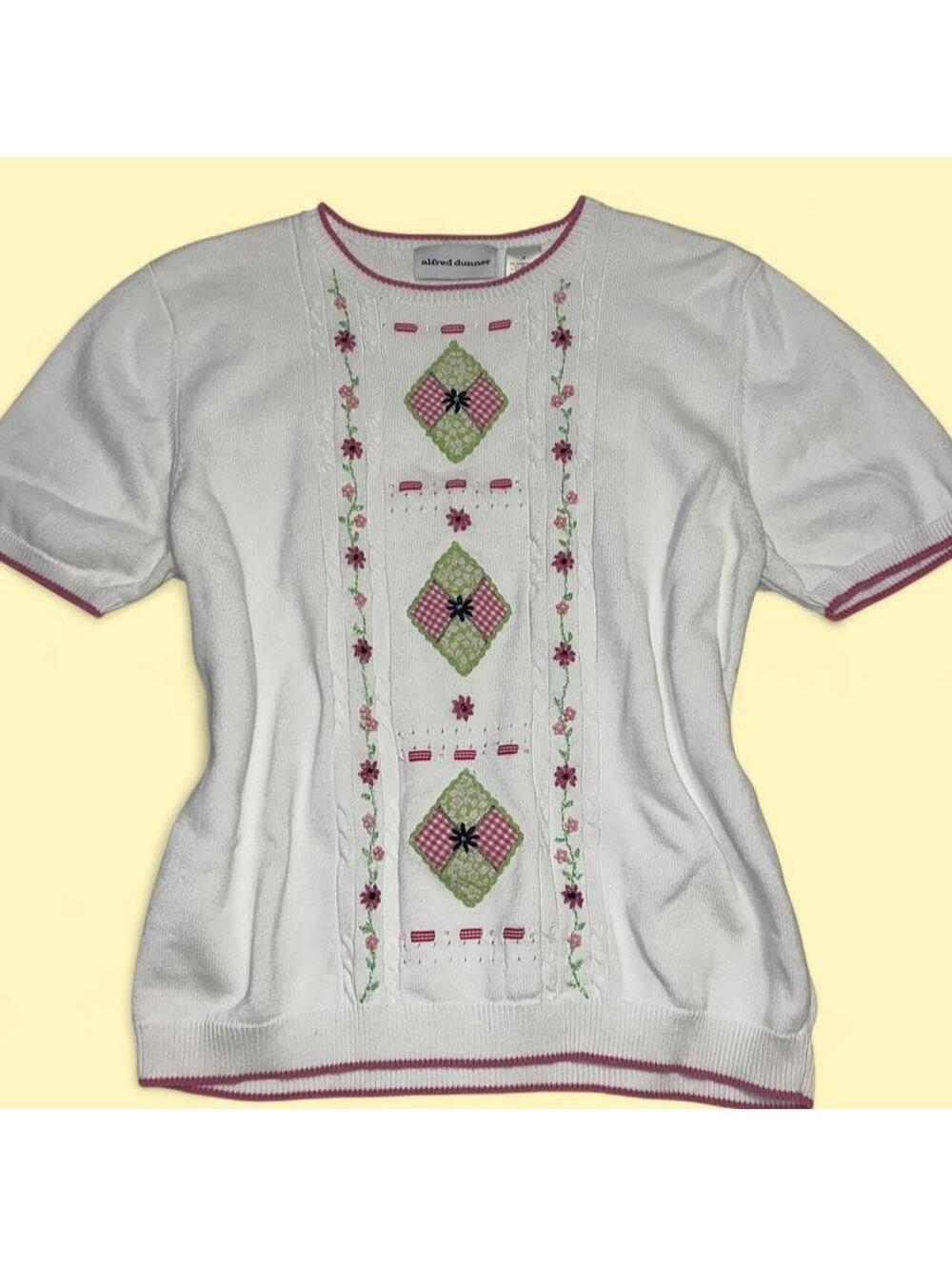 Alfred Dunner Women's White and Multi Jumper